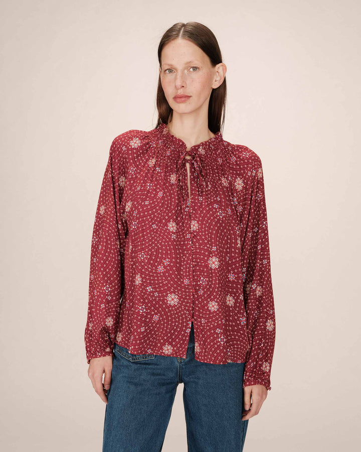 Blouse imprimée terracotta Scarlett