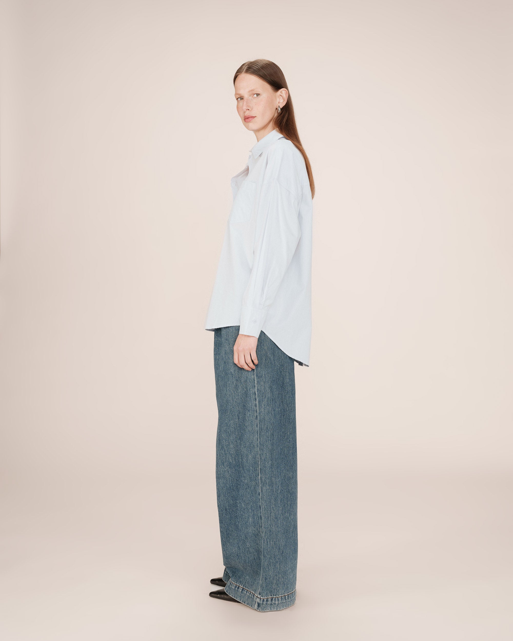 Oversized cotton shirt blueberry Sira