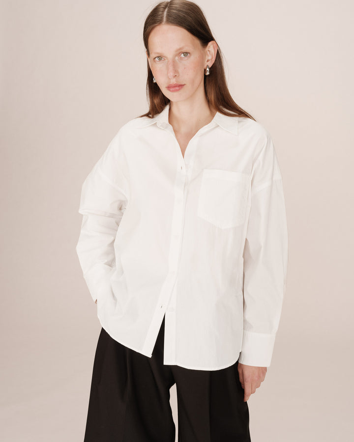 Chemise oversize en coton ivoire Sira