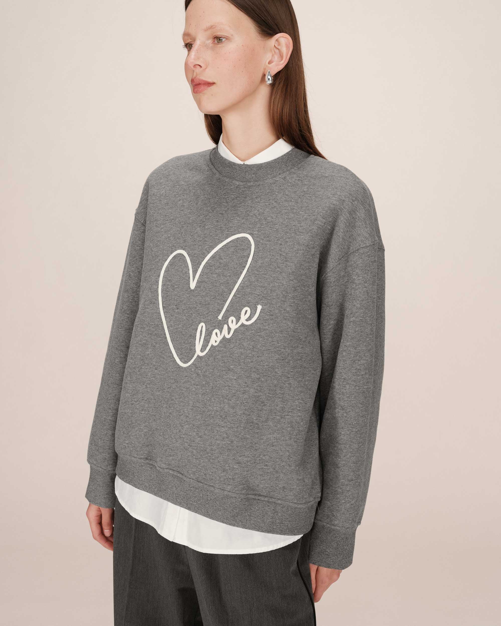 Embroidered graphic sweater gray Sharly