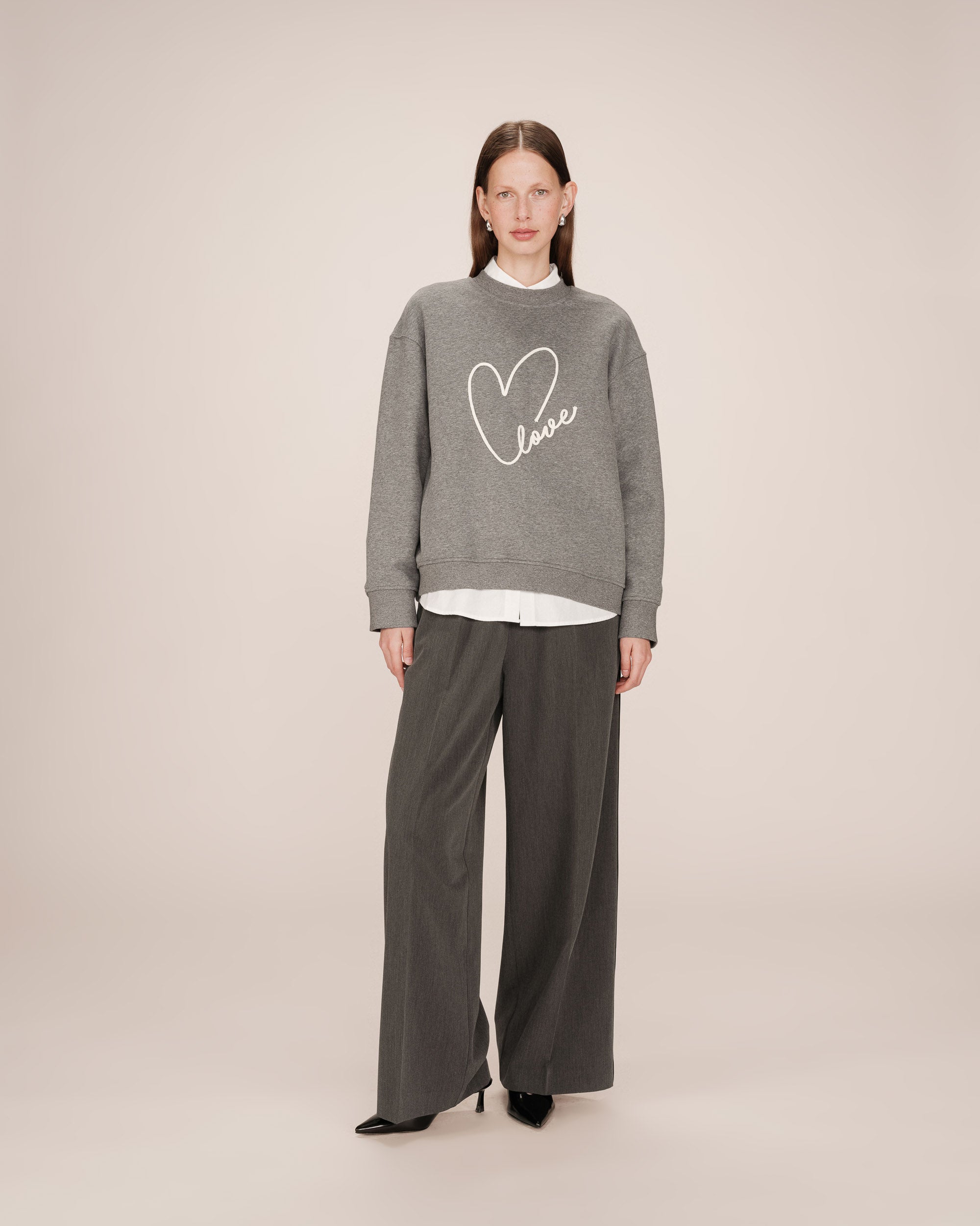 Embroidered graphic sweater gray Sharly