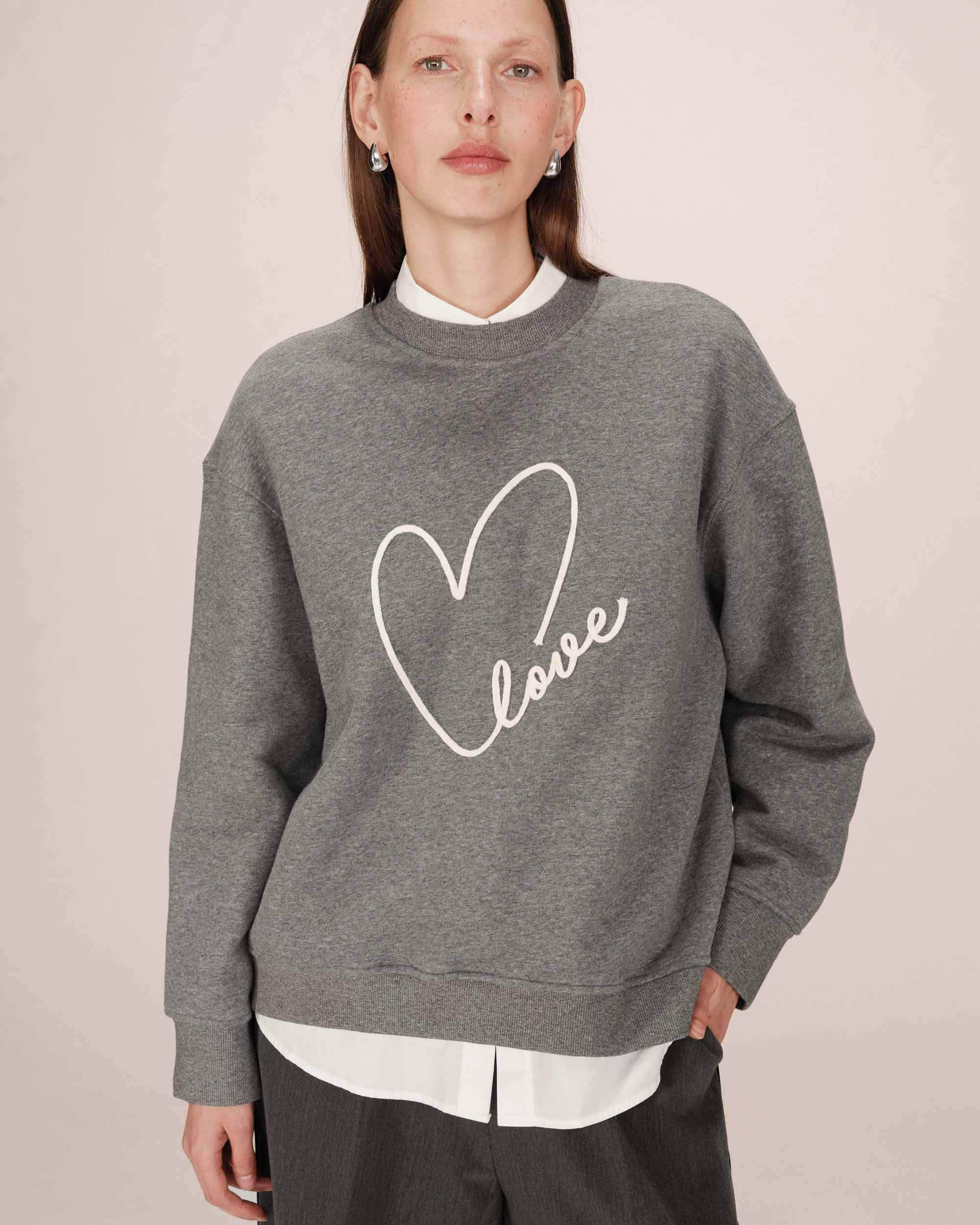 Embroidered graphic sweater gray Sharly
