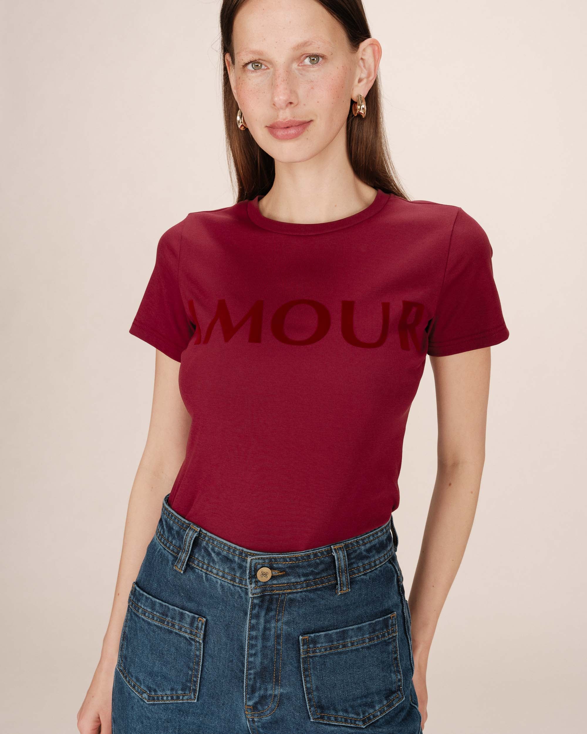 Graphic t-shirt burgundy Sixte