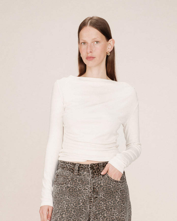 Top drape asymetrique ivoire Sioux