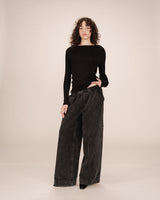 Asymmetrical draped top black Sioux
