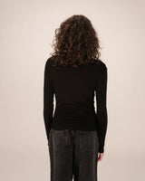 Asymmetrical draped top black Sioux