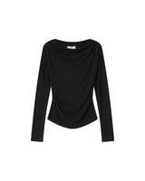 Asymmetrical draped top black Sioux