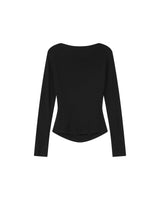 Asymmetrical draped top black Sioux