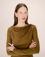 Asymmetrical draped top olive Sioux
