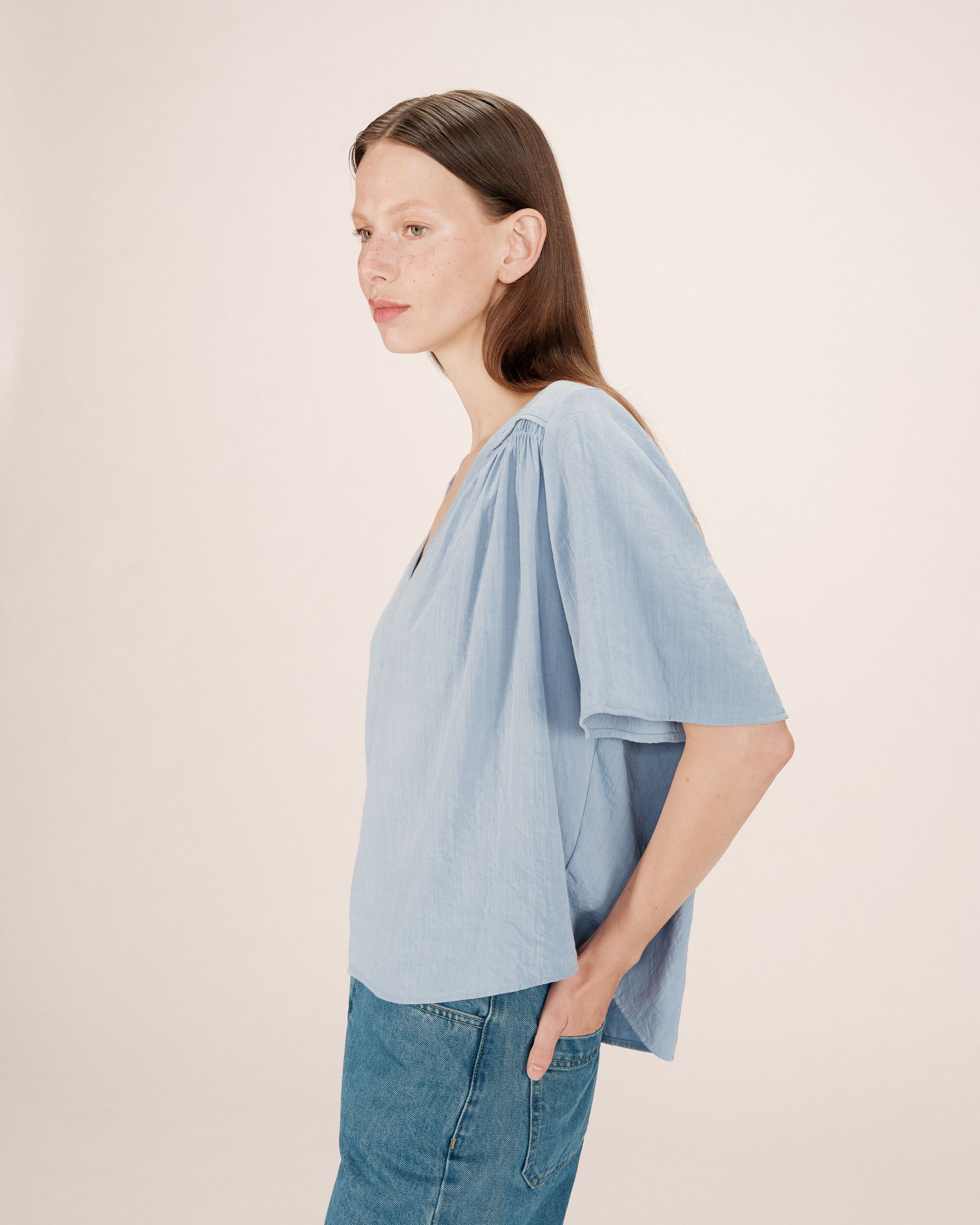 Ruched straight top blueberry Seagal