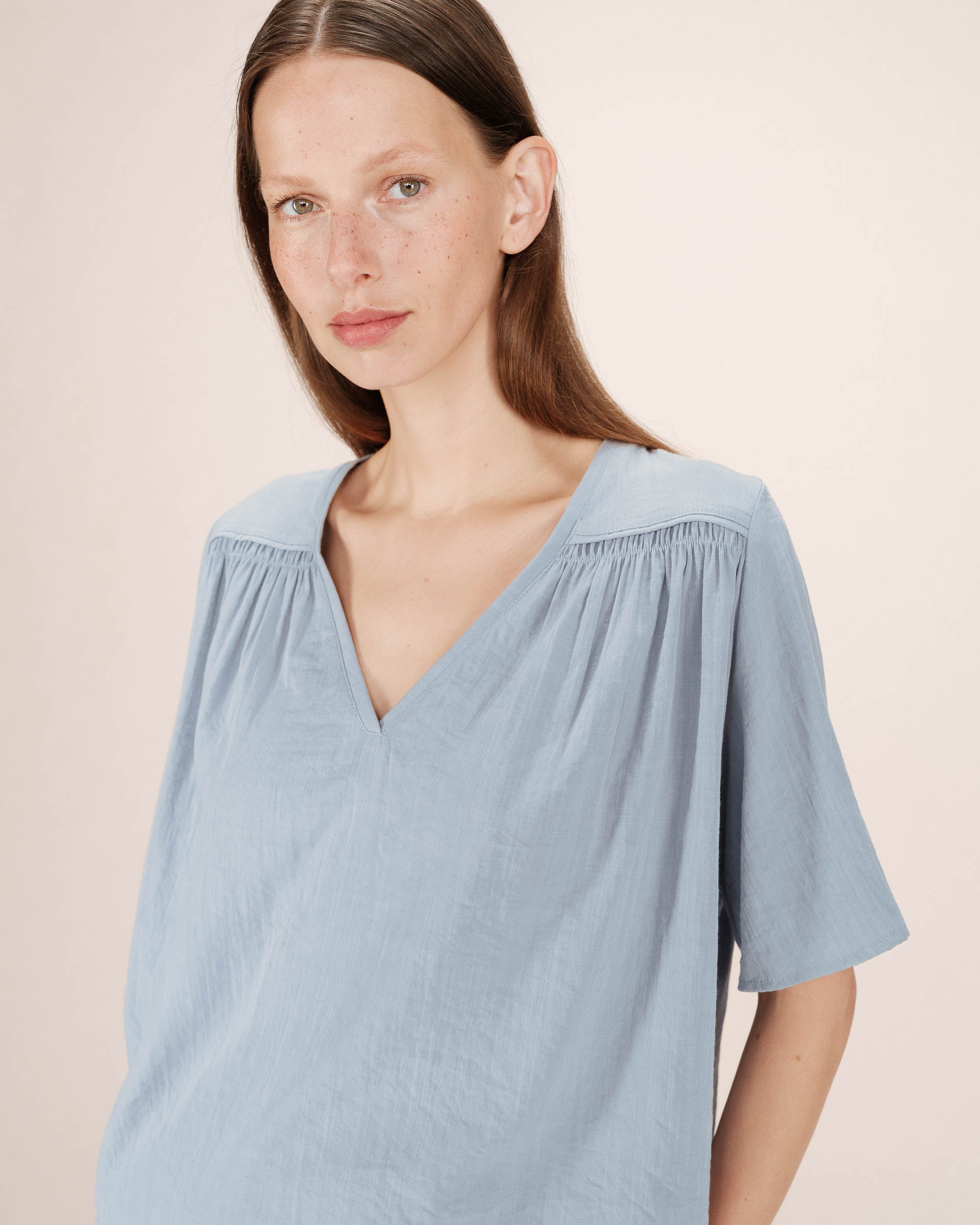 Ruched straight top blueberry Seagal