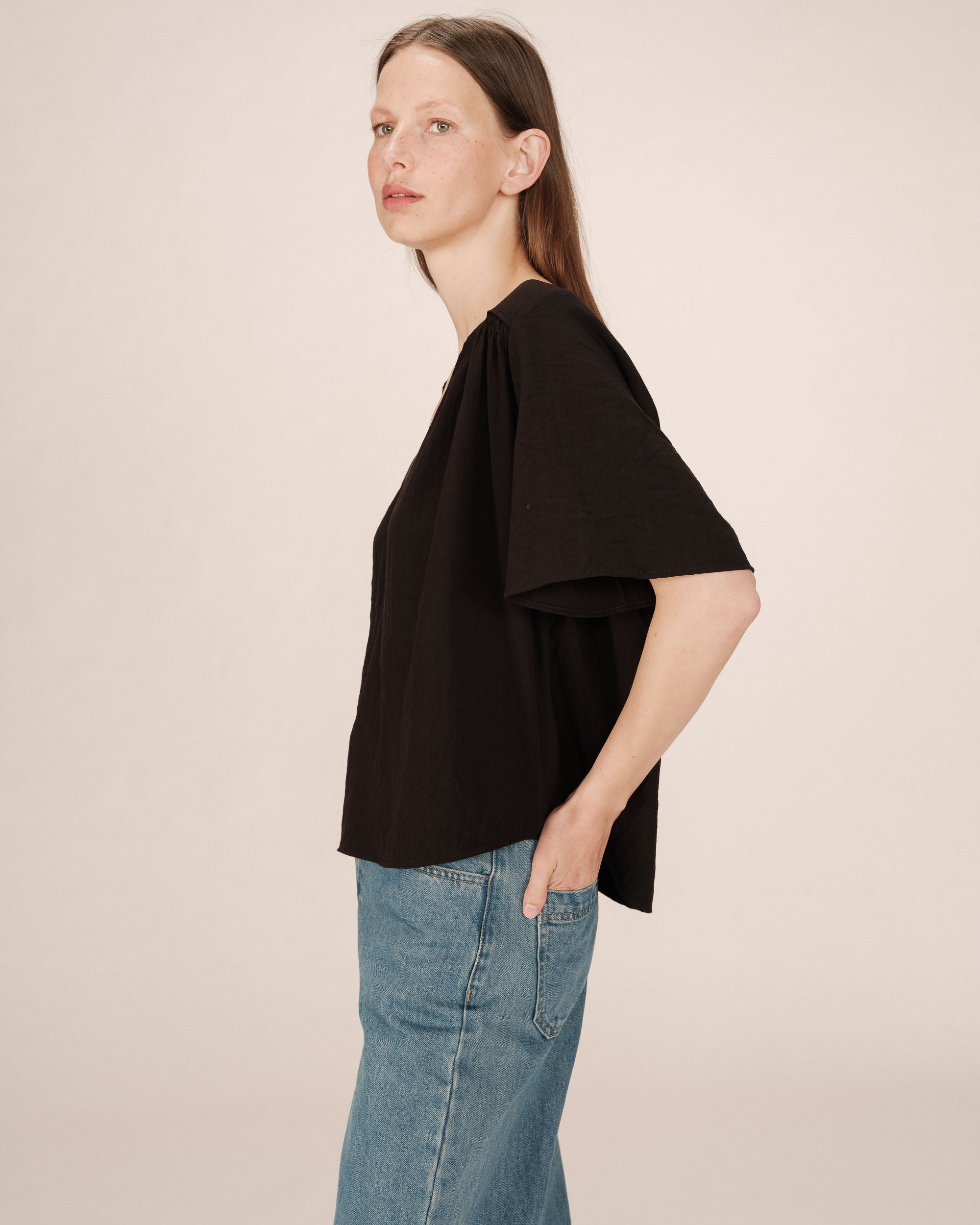 Ruched straight top black Seagal