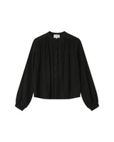 Ruched straight blouse black Savannah