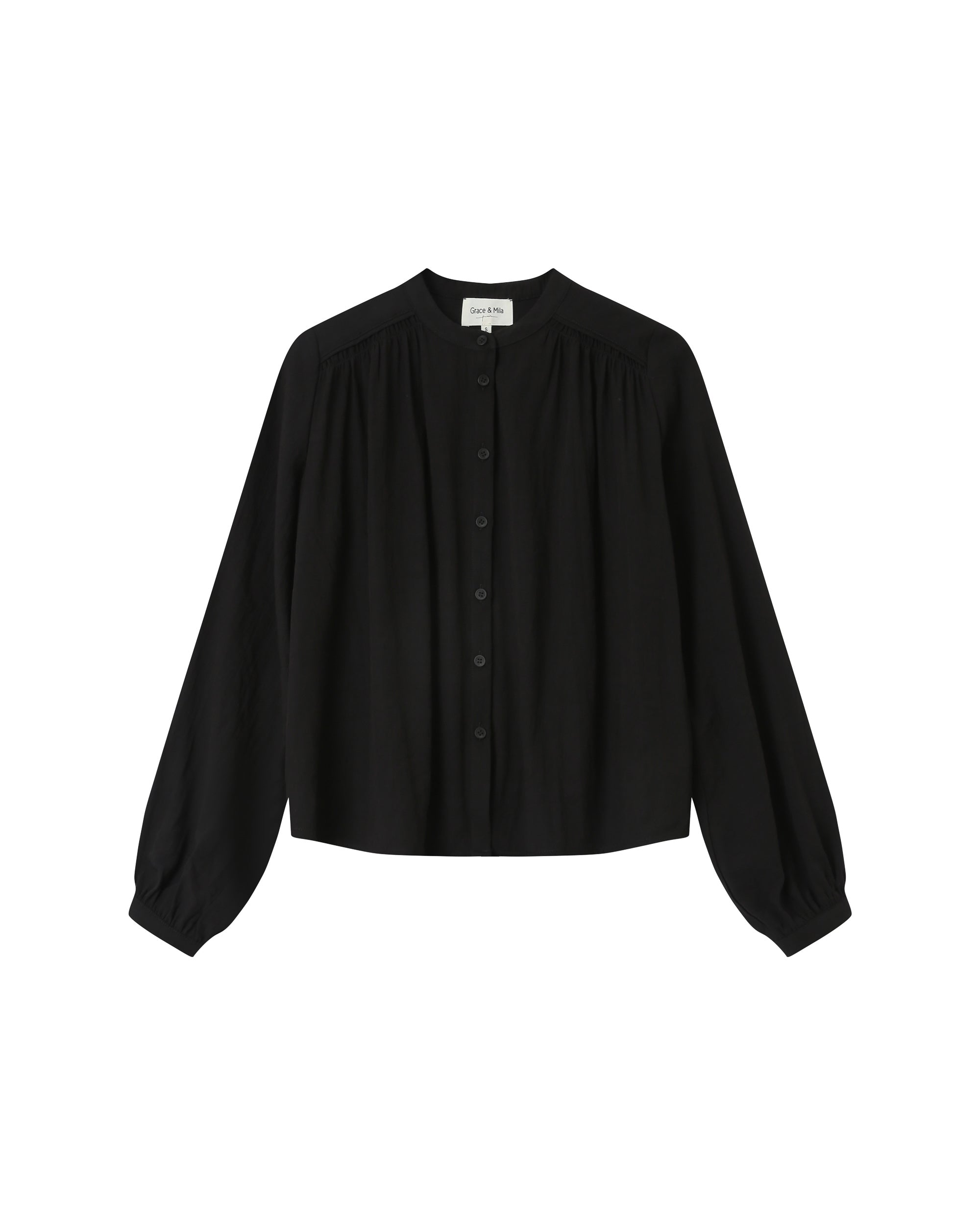 Ruched straight blouse black Savannah