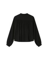 Ruched straight blouse black Savannah