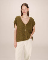 Wool and alpaca cardigan olive Savant
