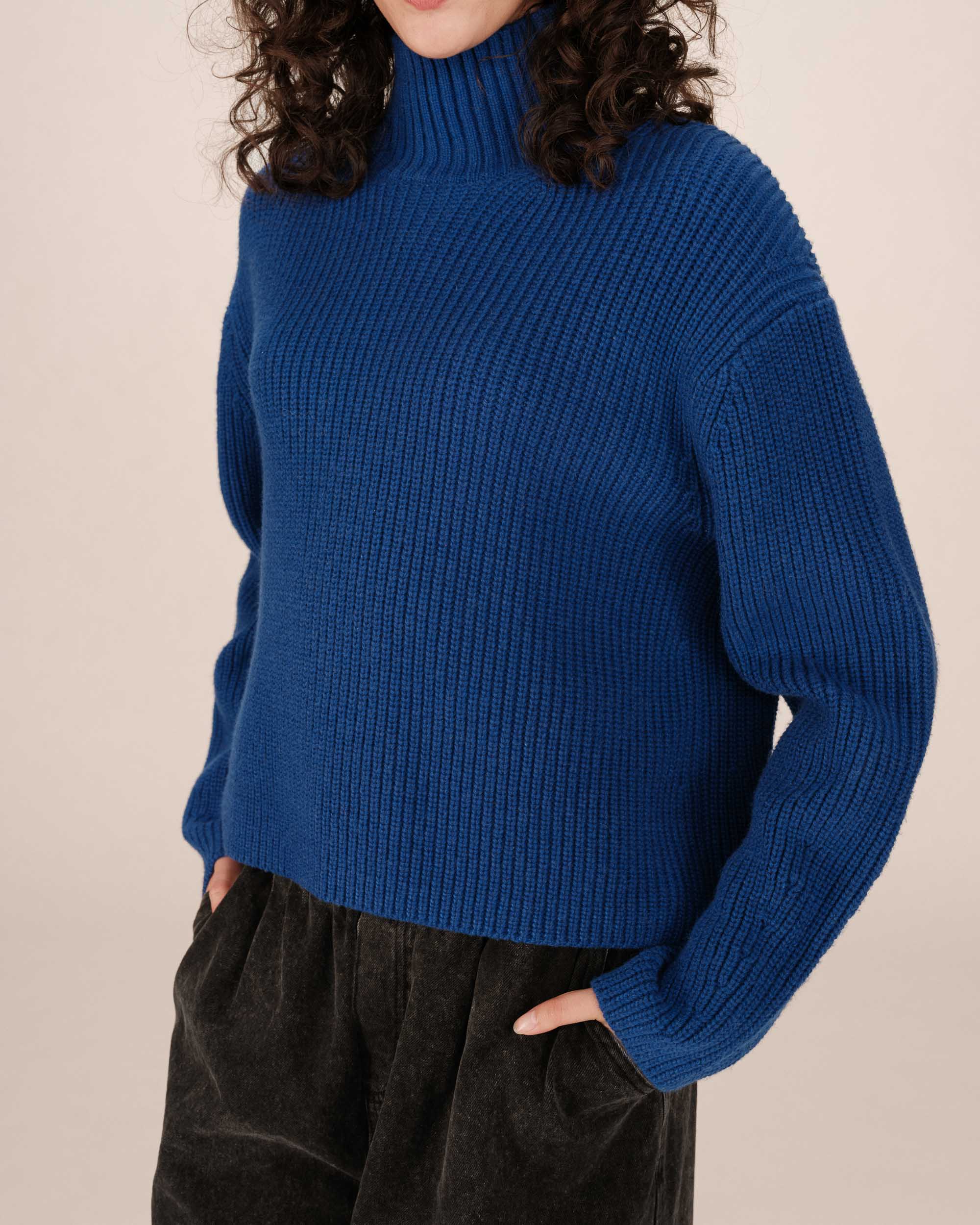 Wool boxy sweater cobalt blue Sagan