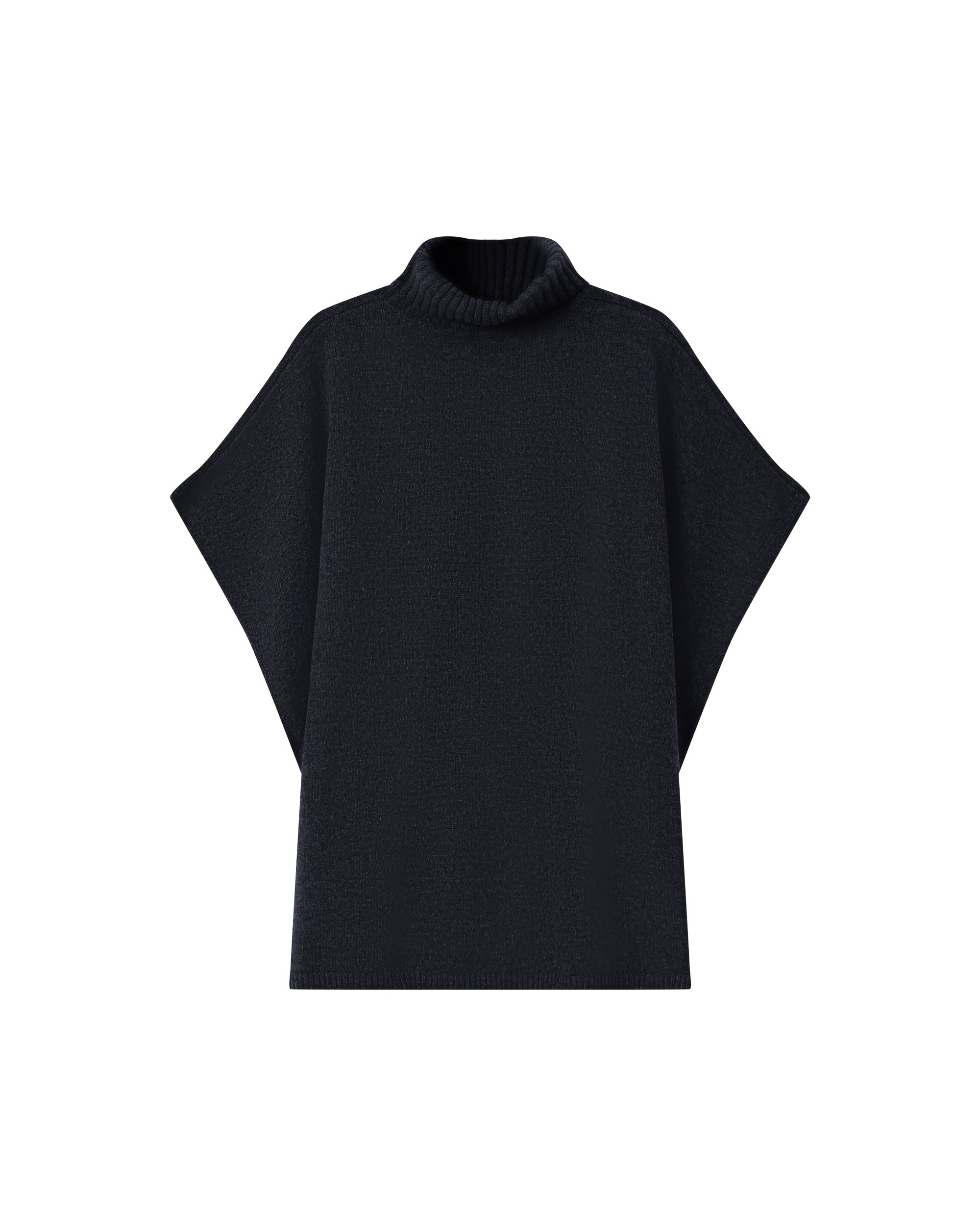 Knit poncho sweater navy Saison