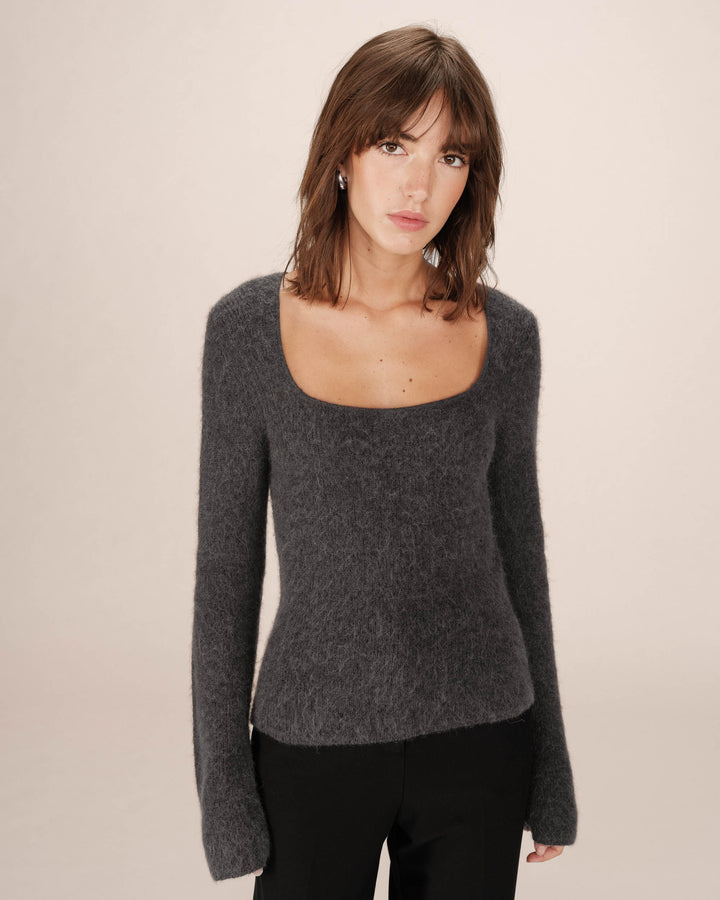 Pull laine et alpaga anthracite Sakura