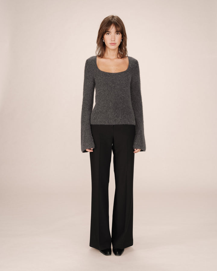 Pull laine et alpaga anthracite Sakura