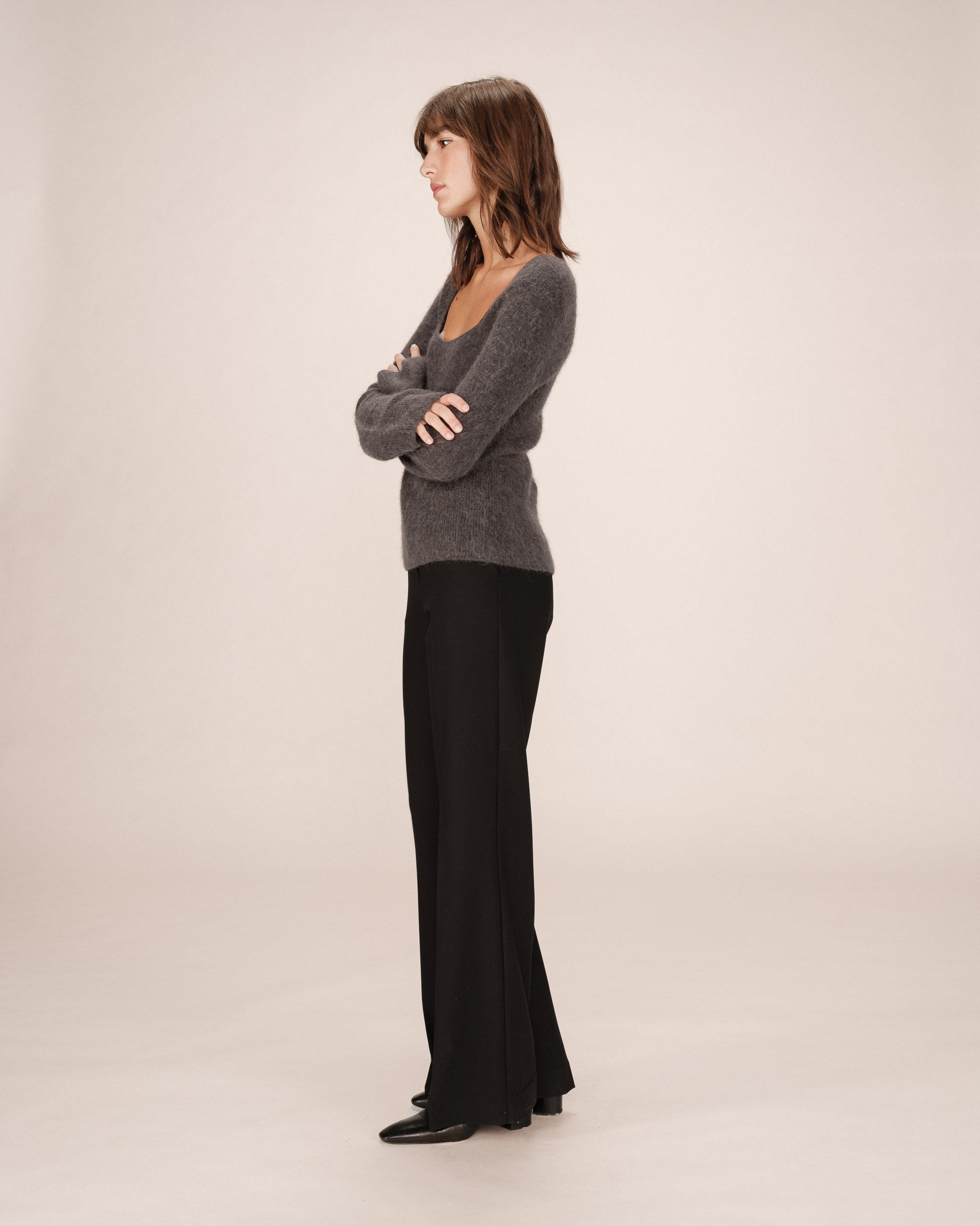 Wool alpaca sweater anthracite Sakura