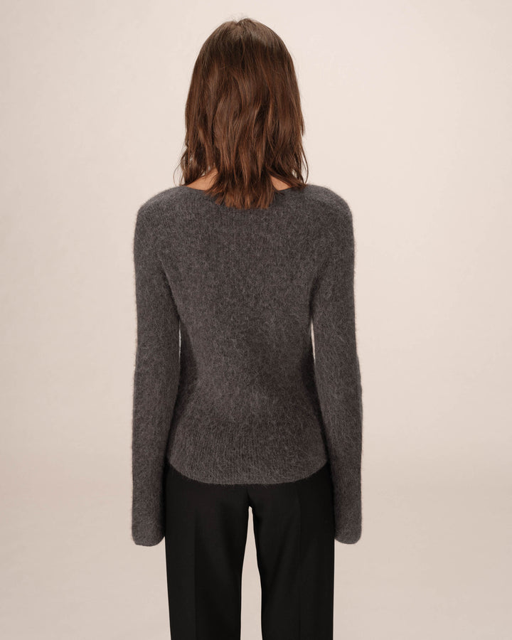 Pull laine et alpaga anthracite Sakura