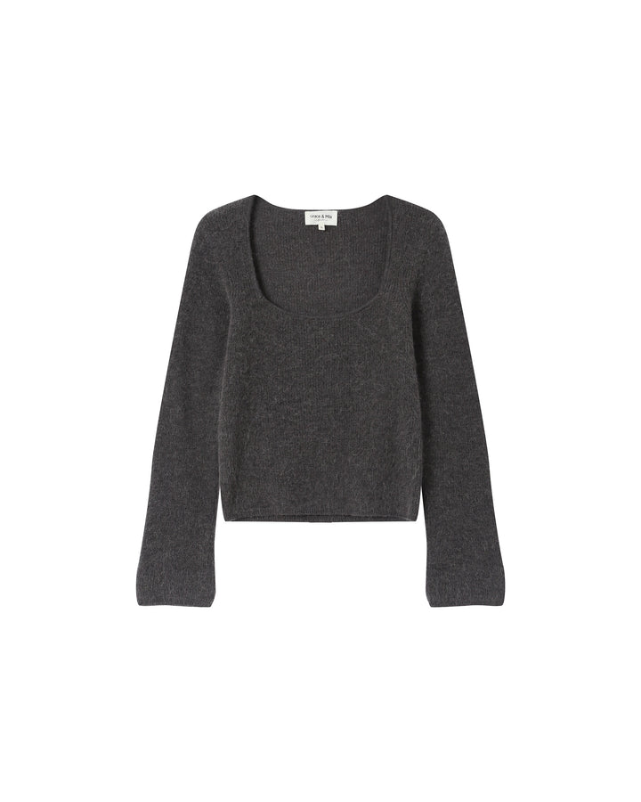 Pull laine et alpaga anthracite Sakura