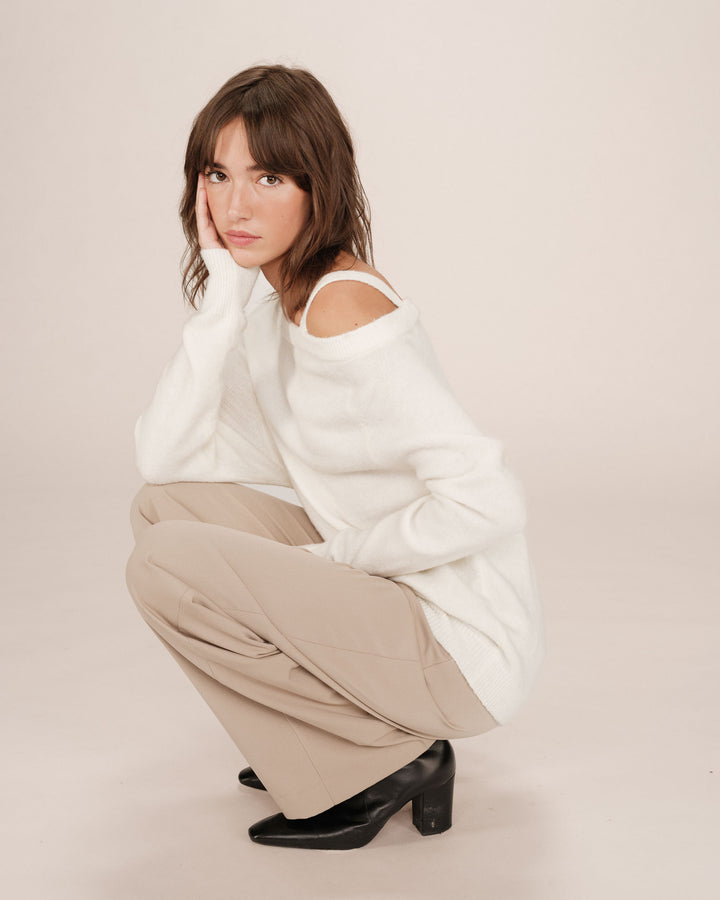 Pull asymetrique ivoire Samantha
