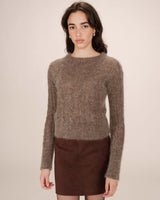 Pull torsade en laine taupe Sabin