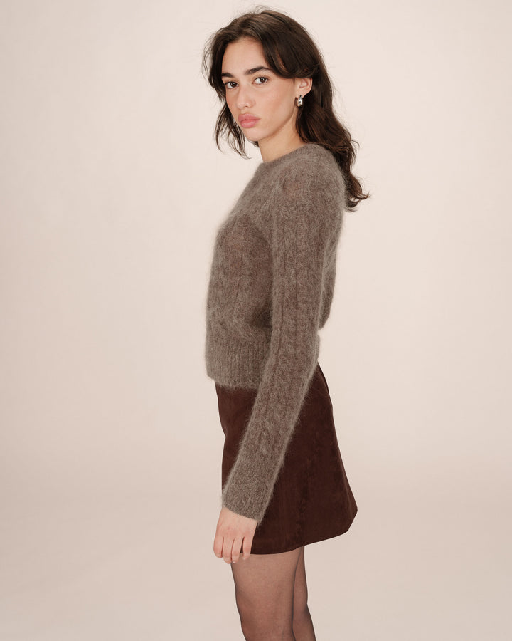 Cable knit wool sweater taupe Sabin