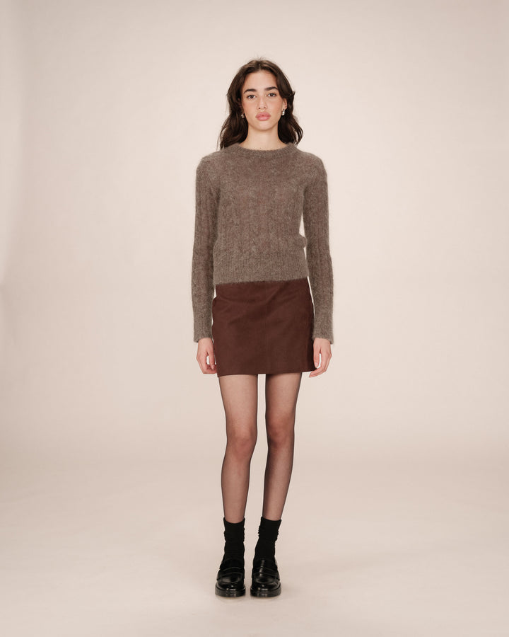Cable knit wool sweater taupe Sabin