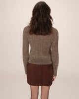 Pull torsade en laine taupe Sabin