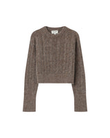 Pull torsade en laine taupe Sabin