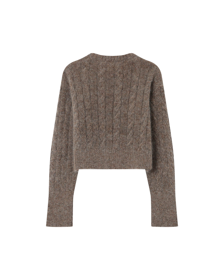 Cable knit wool sweater taupe Sabin