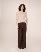 Cable knit wool sweater vanilla Sabin