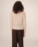 Cable knit wool sweater vanilla Sabin