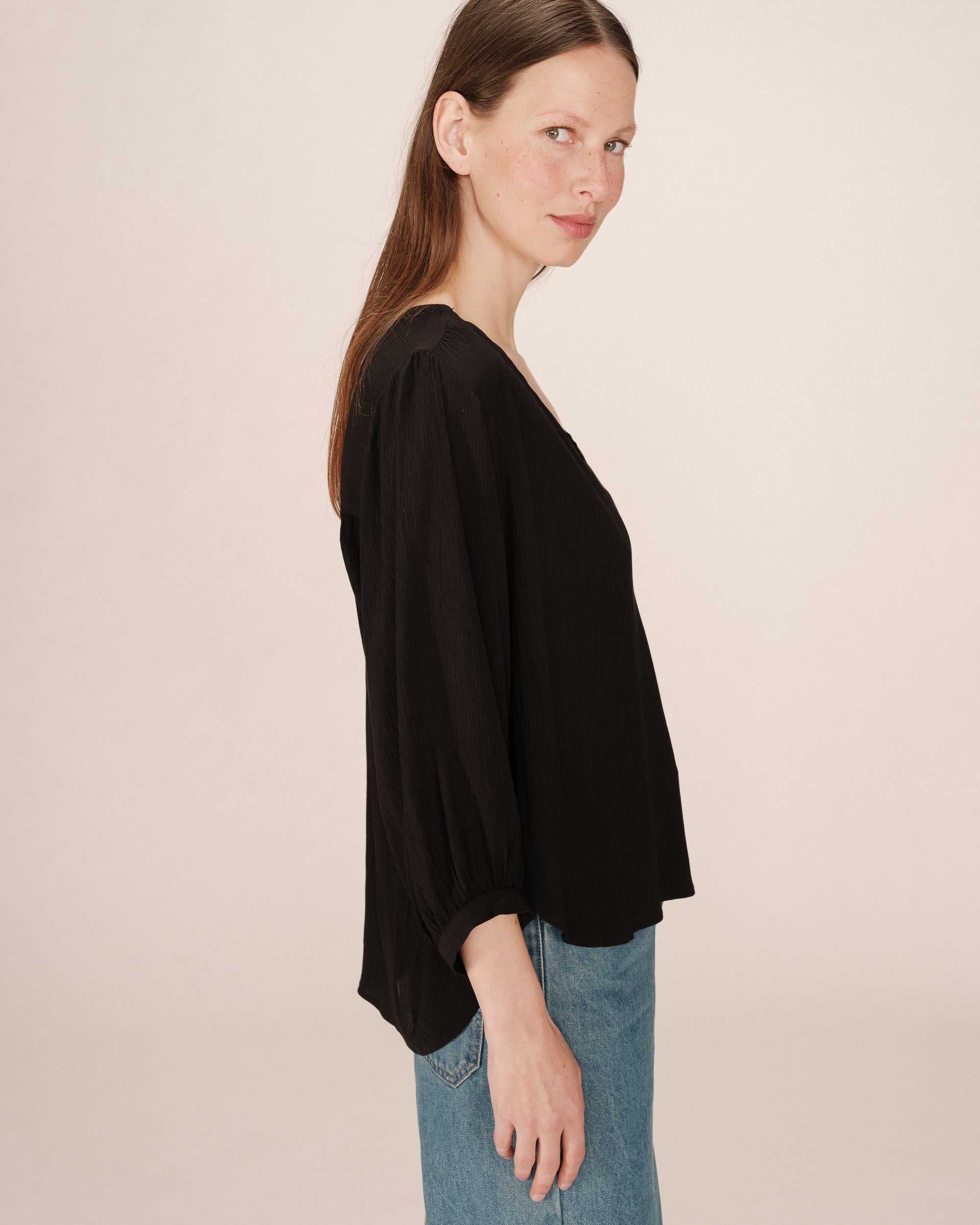 Blouse droite fluide noir Solo