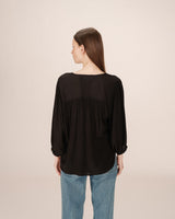 Blouse droite fluide noir Solo