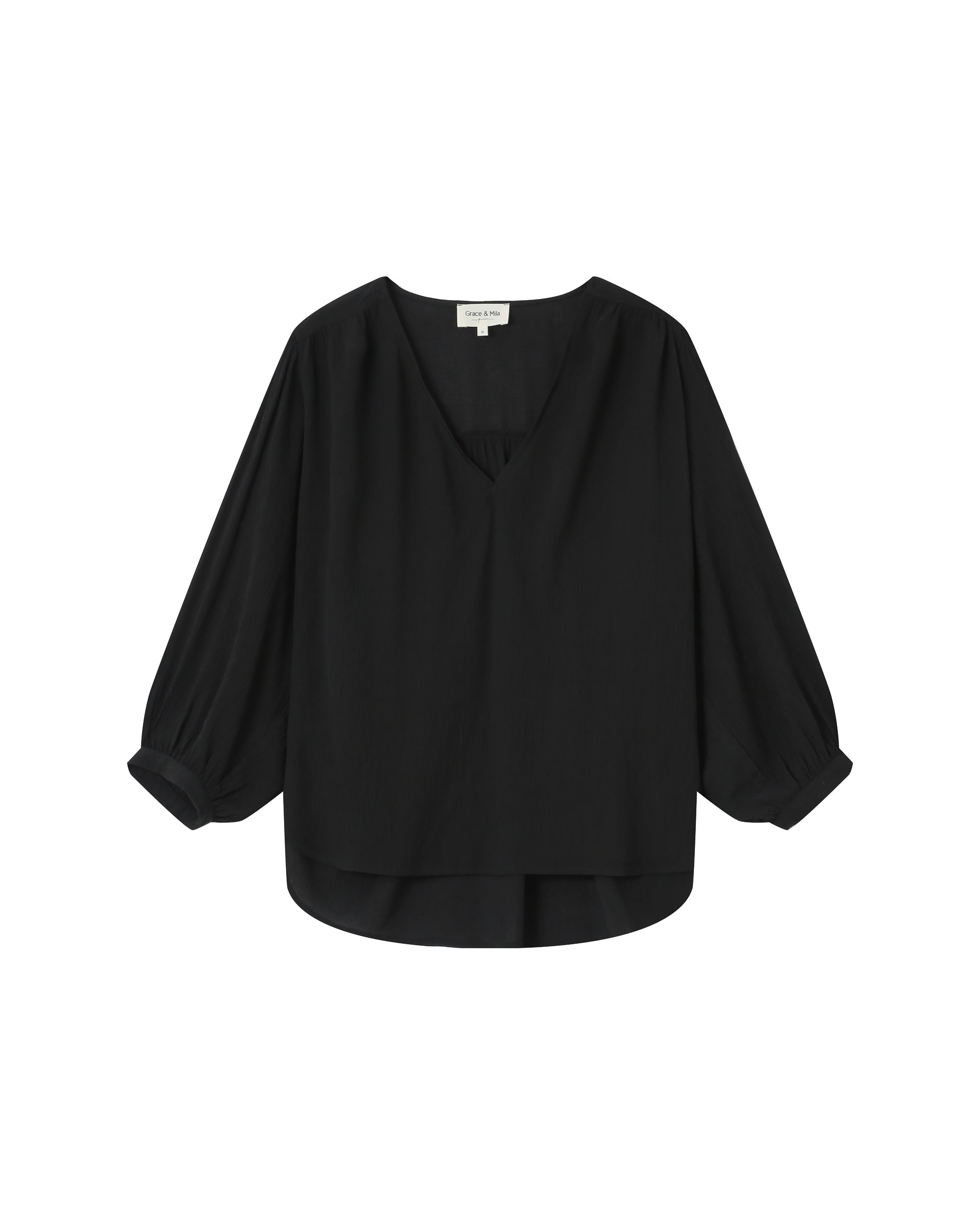 Blouse droite fluide noir Solo