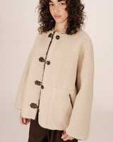 Oversized shearling coat ecru Simon
