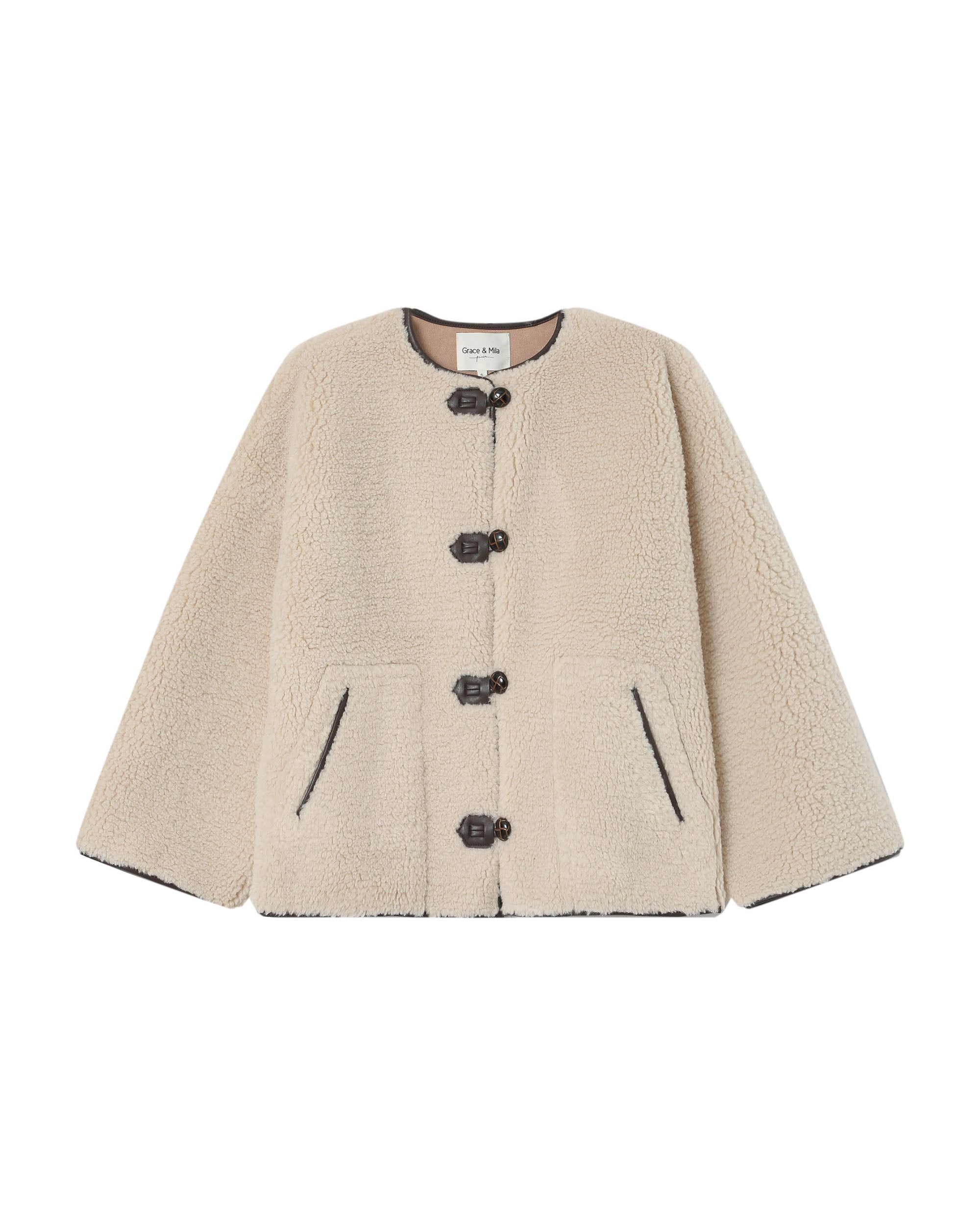 Oversized shearling coat ecru Simon