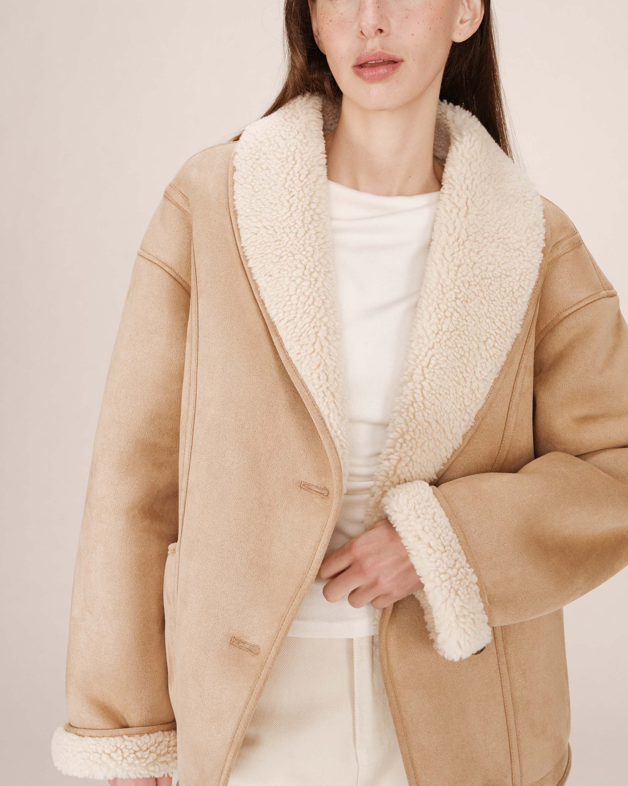 Suede coat beige pink Swan