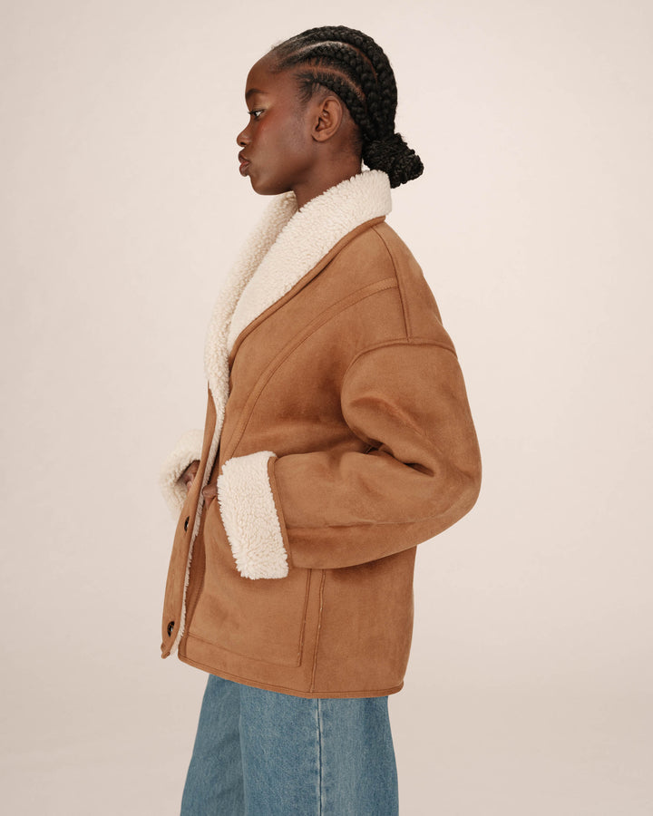 Manteau en suédine camel Swan