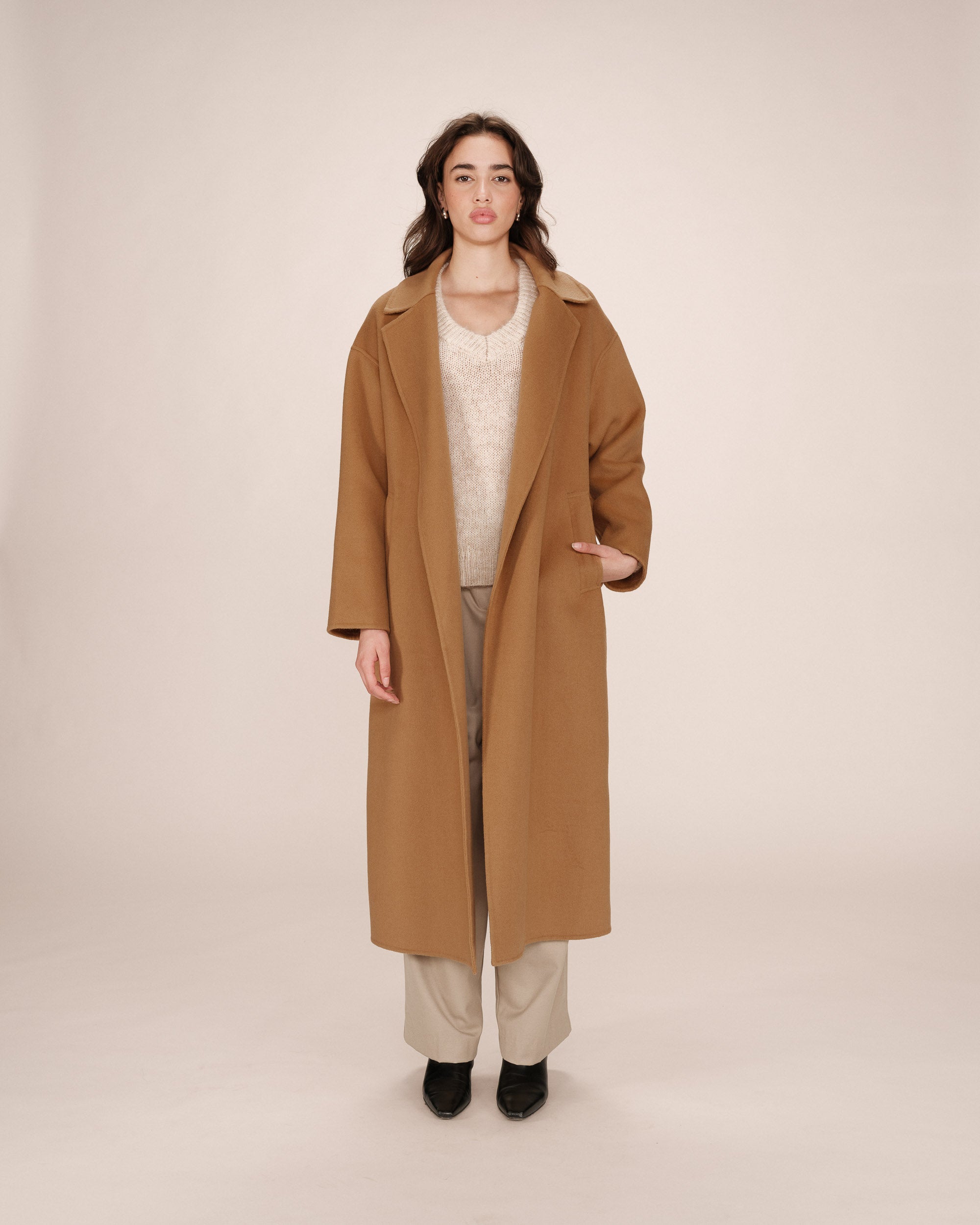 Manteau en laine camel Stone