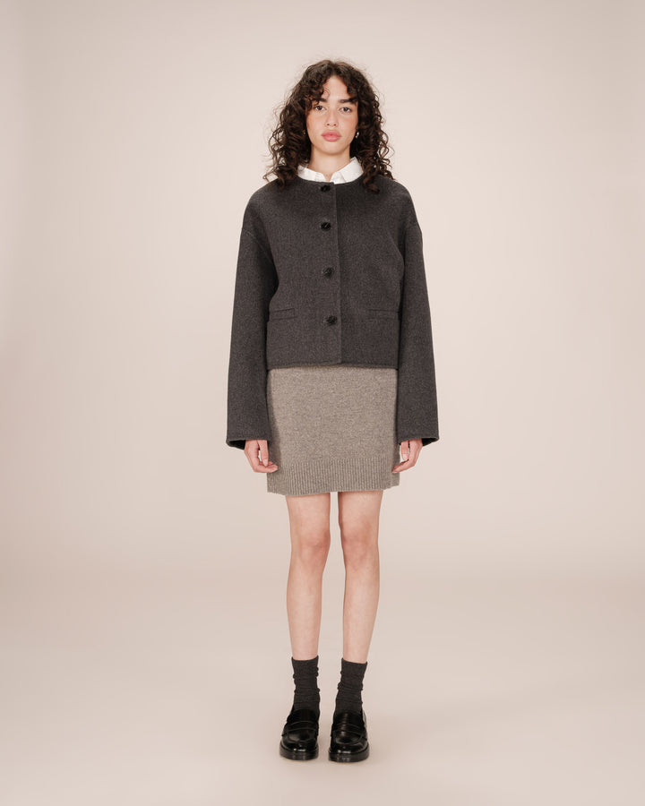 Veste boxy en laine anthracite Stomy