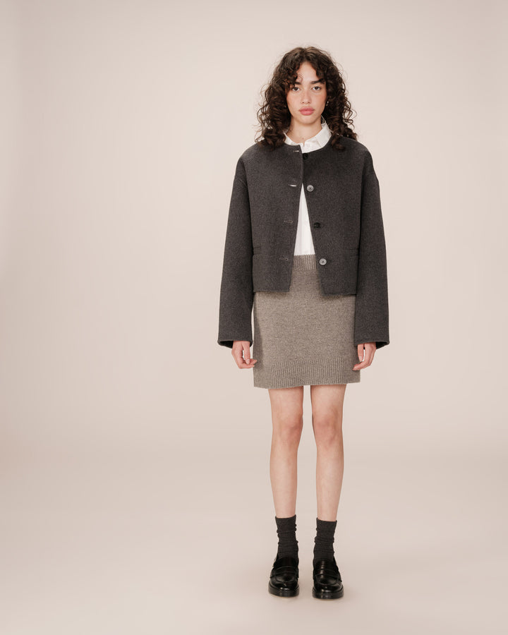 Veste boxy en laine anthracite Stomy