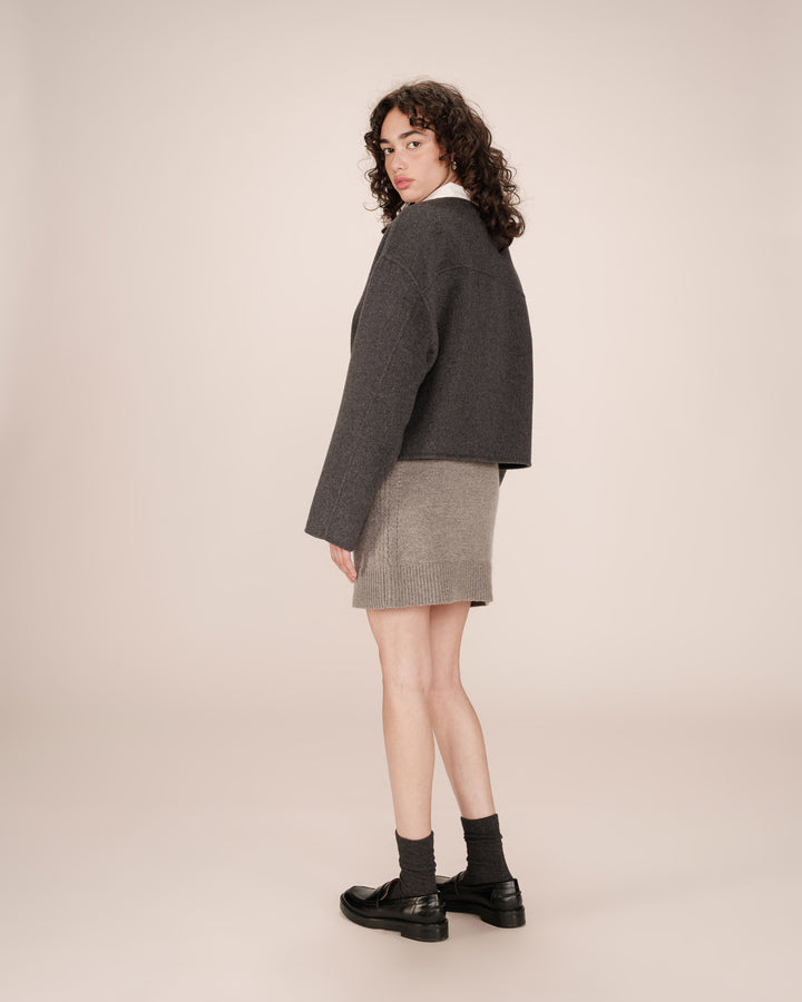 Veste boxy en laine anthracite Stomy