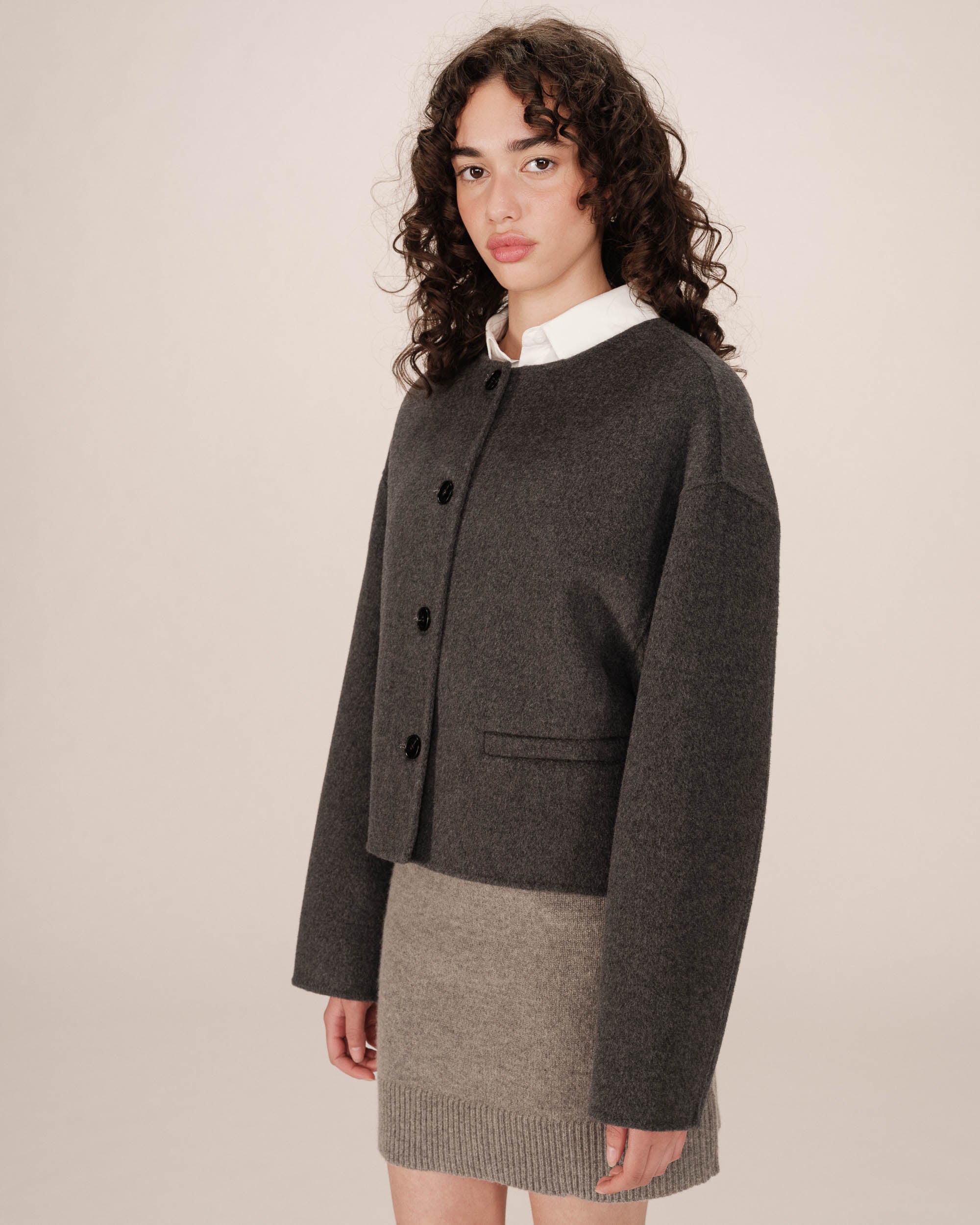 Boxy wool jacket anthracite Stomy