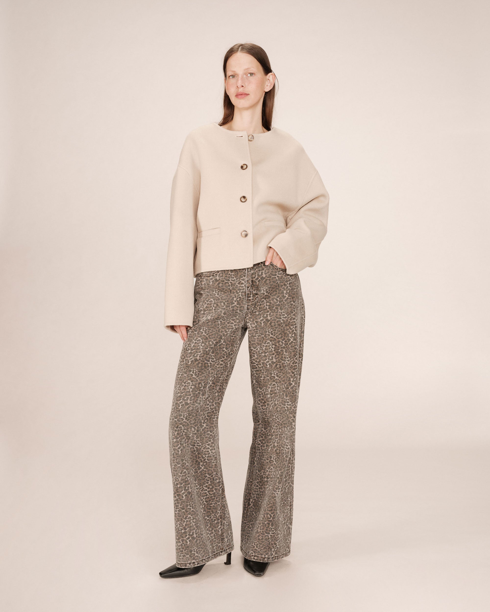 Boxy wool jacket greige Stomy