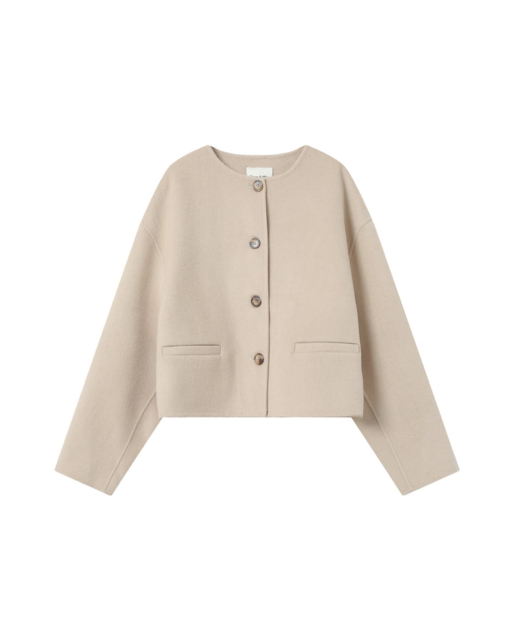 Veste boxy en laine greige Stomy